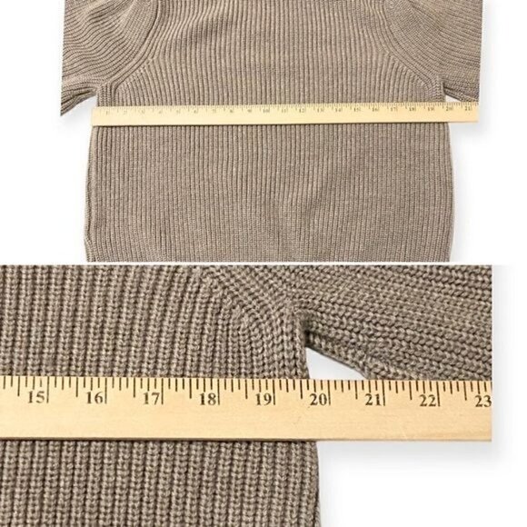 Pearl By Lela Rose Blouson Sleeve Wool Sweater, Size M, Dark Taupe Color - Picture 12 of 13